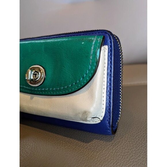 Coach Parker Color Block Leather Zip Turnlock Wallet F49486 - Picture 8 of 9
